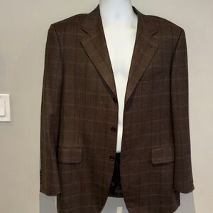 Canali Dark Brown Plaid Blazer